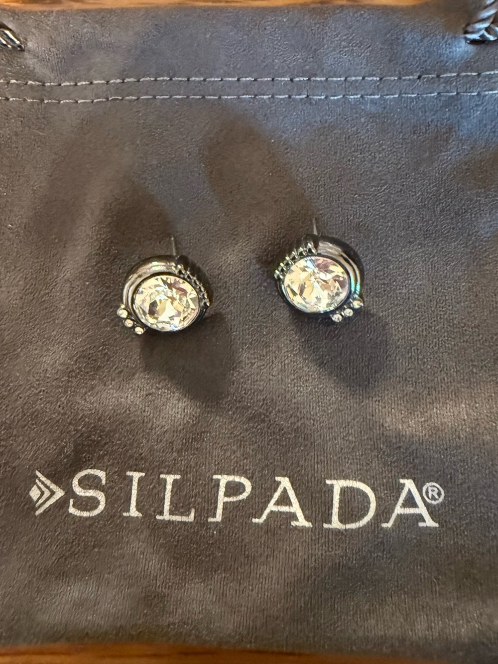 Silpada Silver Clear Crystal Stud Earrings